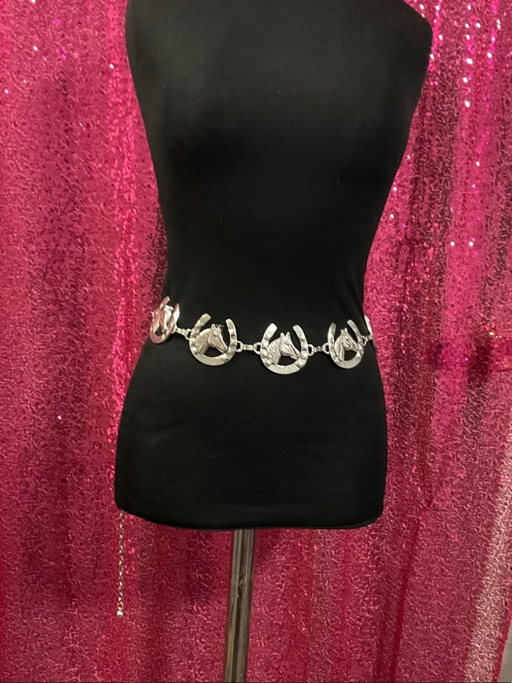 Silver Horse & Horseshoe Link Waist Belt - Women's Accessory